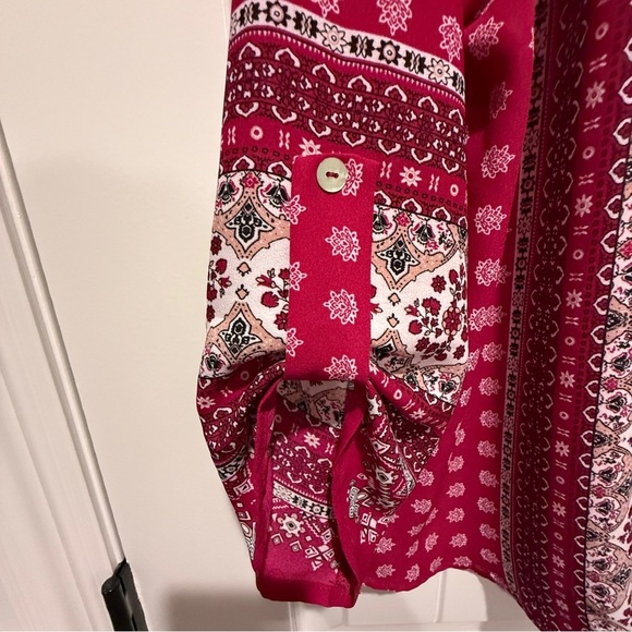Women's Fuchsia Boho Patterned Blouse - Picture 4 of 7
